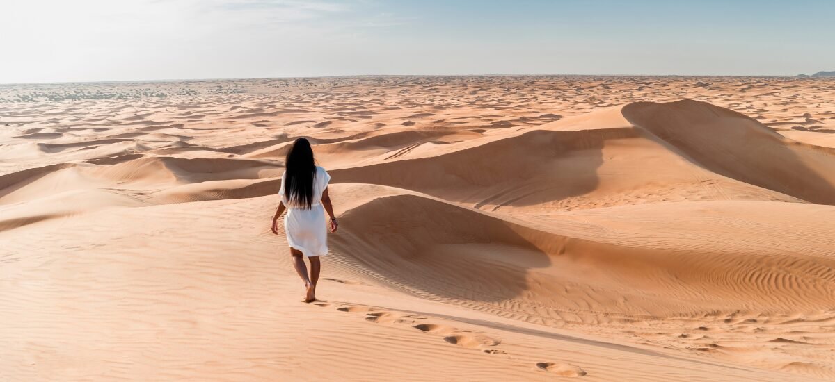 Walking in desert